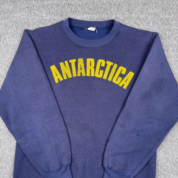 Vintage Velva Sheen Antarctica Sweatshirt Men's M Blue Puff Print Expedition 70s - Picture 1 of 9
